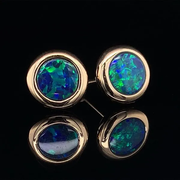 Round Australian Opal Doublet Earrings Geralds Jewelry Oak Harbor, WA