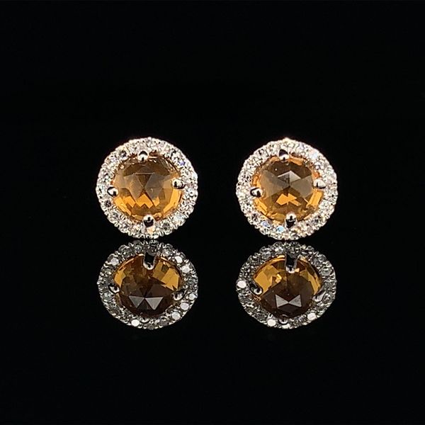 Rose Cut Citrine And Diamond Halo Earrings Geralds Jewelry Oak Harbor, WA