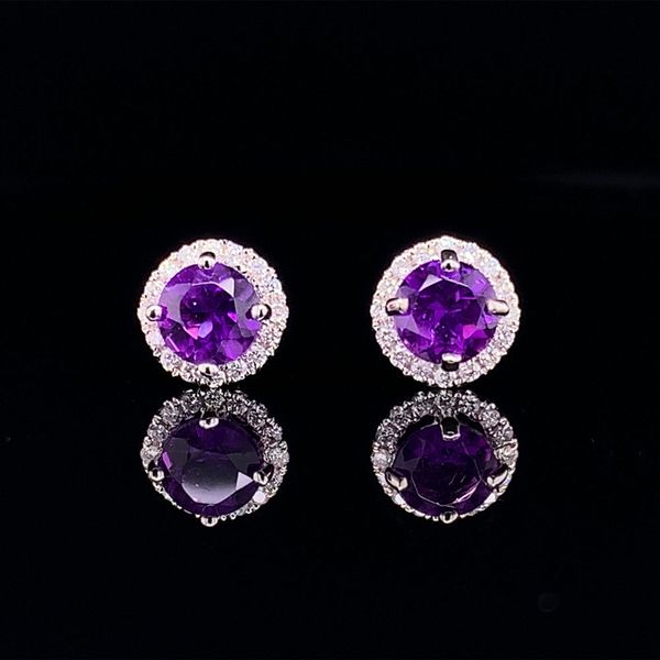 Amethyst And Diamond Halo Stud Earrings Geralds Jewelry Oak Harbor, WA
