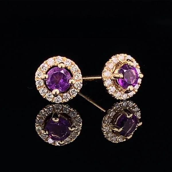 Amethyst And Diamond Halo Stud Earrings Image 2 Geralds Jewelry Oak Harbor, WA