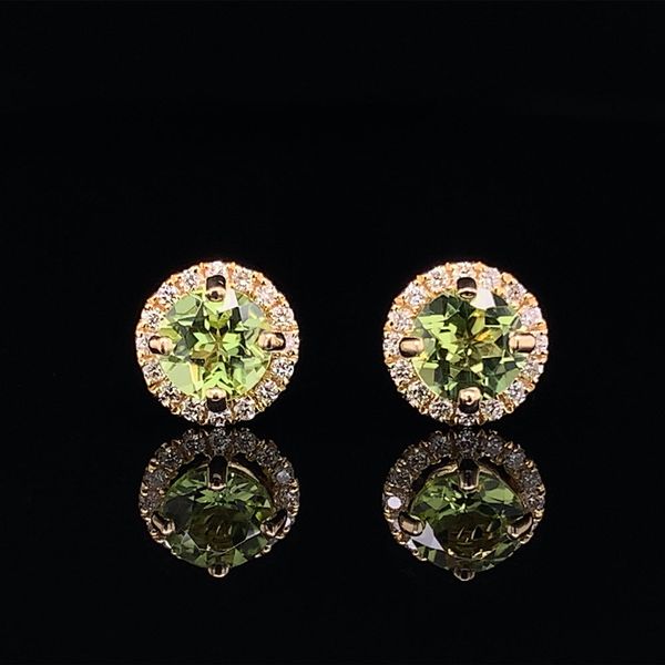Peridot And Diamond Halo Stud Earrings Geralds Jewelry Oak Harbor, WA