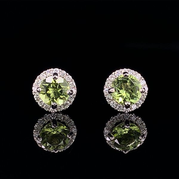 Peridot And Diamond Halo Stud Earrings Geralds Jewelry Oak Harbor, WA
