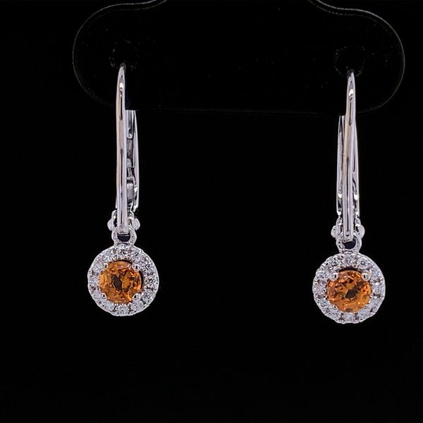 Citrine And Diamond Dangle Halo Earrings Geralds Jewelry Oak Harbor, WA