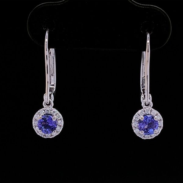 Tanzanite And Diamond Dangle Halo Earrings Geralds Jewelry Oak Harbor, WA