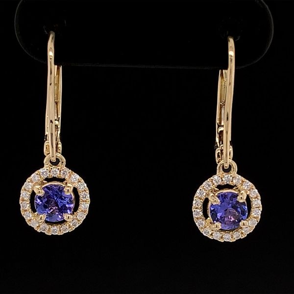 Tanzanite And Diamond Dangle Halo Earrings Geralds Jewelry Oak Harbor, WA