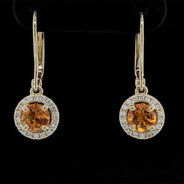 Citrine And Diamond Dangle Halo Earrings Geralds Jewelry Oak Harbor, WA