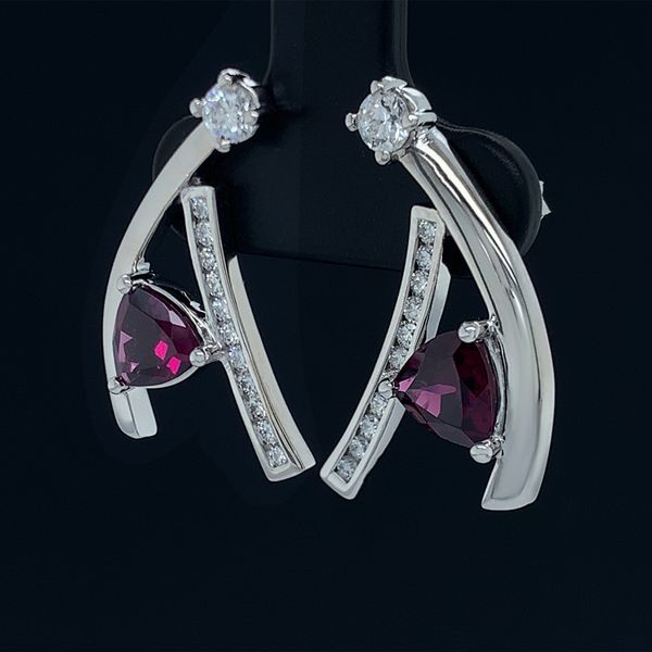 Custom Made Rhodolite Garnet And Diamond Earrings Image 2 Geralds Jewelry Oak Harbor, WA