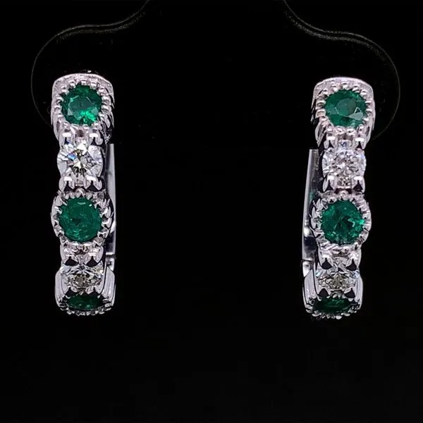 Emerald And Diamond Huggie Earrings Geralds Jewelry Oak Harbor, WA