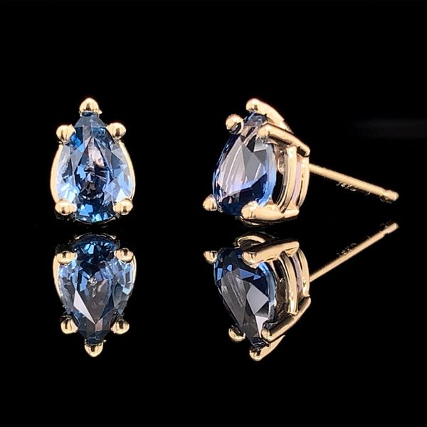 Pear Shaped Yogo Sapphire Stud Earrings Image 2 Geralds Jewelry Oak Harbor, WA