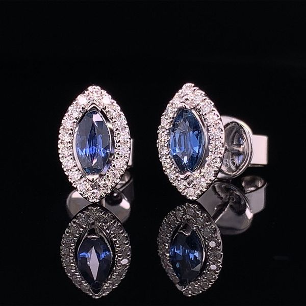 Marquise Yogo Sapphire And Diamond Stud Earrings Geralds Jewelry Oak Harbor, WA