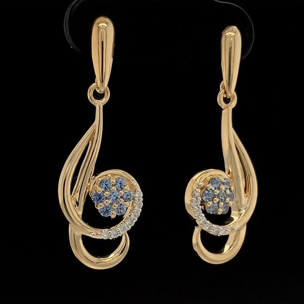 Yogo Sapphire And Diamond Dangle Earrings Image 2 Geralds Jewelry Oak Harbor, WA