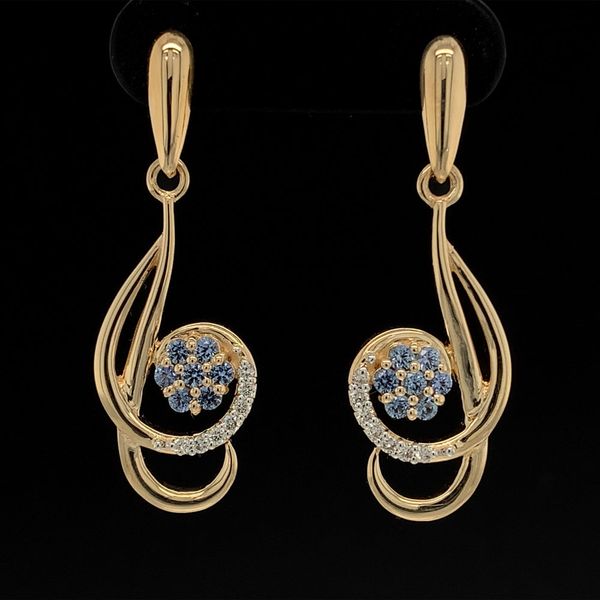 Yogo Sapphire And Diamond Dangle Earrings Geralds Jewelry Oak Harbor, WA