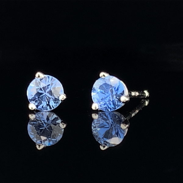 Round Yogo Sapphire Stud Earrings Geralds Jewelry Oak Harbor, WA