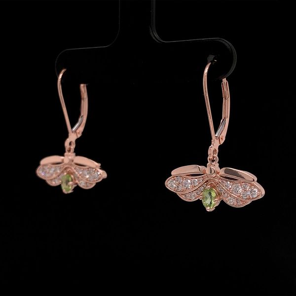 Custom Peridot and Diamond Firefly Earrings Image 3 Geralds Jewelry Oak Harbor, WA