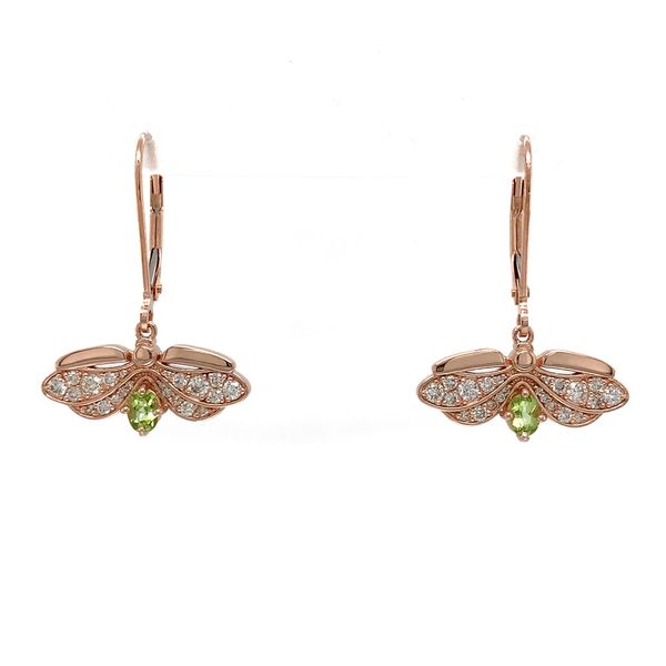 Custom Peridot and Diamond Firefly Earrings Image 4 Geralds Jewelry Oak Harbor, WA
