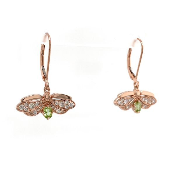 Custom Peridot and Diamond Firefly Earrings Image 5 Geralds Jewelry Oak Harbor, WA