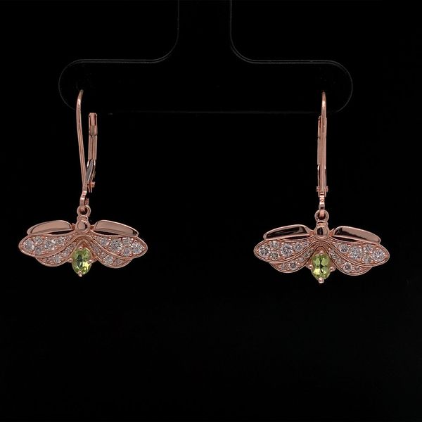 Custom Peridot and Diamond Firefly Earrings Geralds Jewelry Oak Harbor, WA