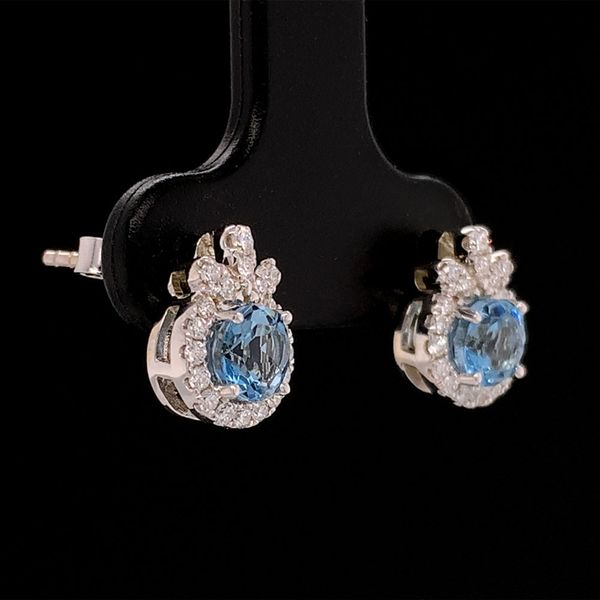 White Gold Aquamarine And Diamond Earrings Image 3 Geralds Jewelry Oak Harbor, WA