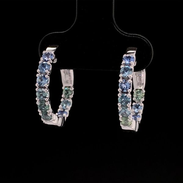 Montana and Yogo Sapphire Inside Out Small Hoop Earrings Image 2 Geralds Jewelry Oak Harbor, WA