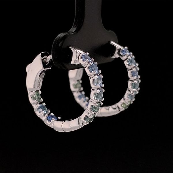 Montana and Yogo Sapphire Inside Out Small Hoop Earrings Image 3 Geralds Jewelry Oak Harbor, WA