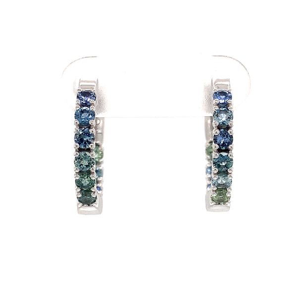 Montana and Yogo Sapphire Inside Out Small Hoop Earrings Image 4 Geralds Jewelry Oak Harbor, WA