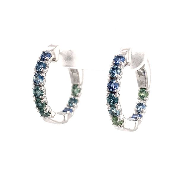 Montana and Yogo Sapphire Inside Out Small Hoop Earrings Image 5 Geralds Jewelry Oak Harbor, WA
