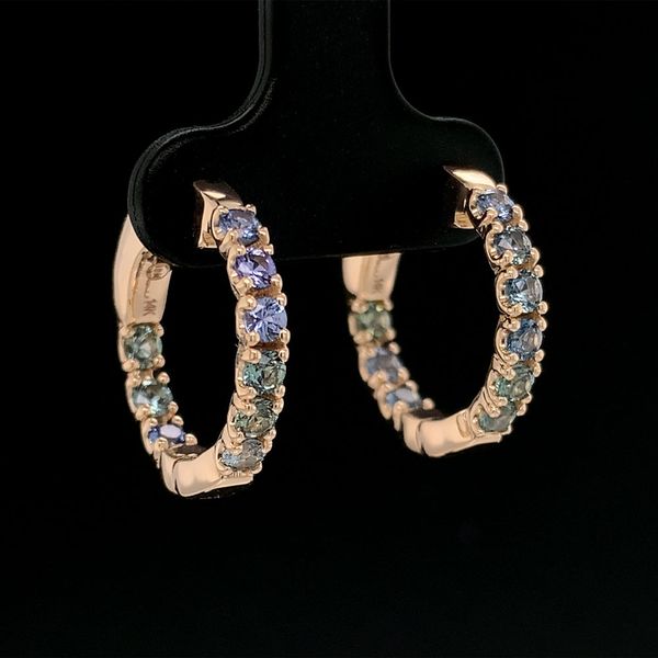 Montana and Yogo Sapphire Inside Out Small Hoop Earrings Image 2 Geralds Jewelry Oak Harbor, WA