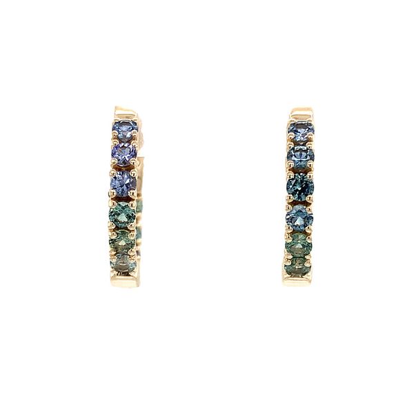 Montana and Yogo Sapphire Inside Out Small Hoop Earrings Image 4 Geralds Jewelry Oak Harbor, WA