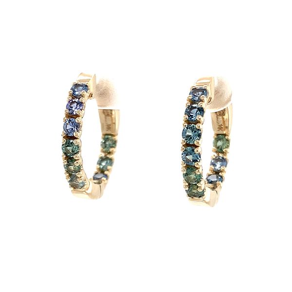 Montana and Yogo Sapphire Inside Out Small Hoop Earrings Image 5 Geralds Jewelry Oak Harbor, WA