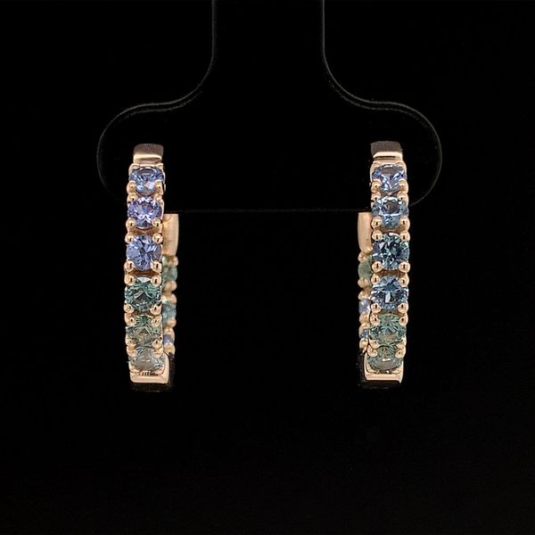 Montana and Yogo Sapphire Inside Out Small Hoop Earrings Geralds Jewelry Oak Harbor, WA
