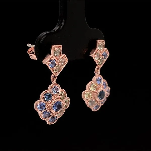 Montana and Yogo Sapphire Vintage Style Rose Gold Earrings Image 2 Geralds Jewelry Oak Harbor, WA