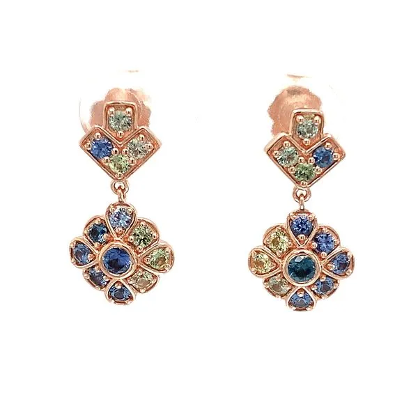 Montana and Yogo Sapphire Vintage Style Rose Gold Earrings Image 4 Geralds Jewelry Oak Harbor, WA