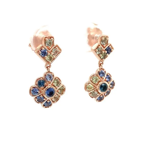 Montana and Yogo Sapphire Vintage Style Rose Gold Earrings Image 5 Geralds Jewelry Oak Harbor, WA