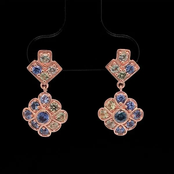 Montana and Yogo Sapphire Vintage Style Rose Gold Earrings Geralds Jewelry Oak Harbor, WA