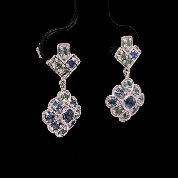Montana and Yogo Sapphire Vintage Style White Gold Earrings Image 3 Geralds Jewelry Oak Harbor, WA
