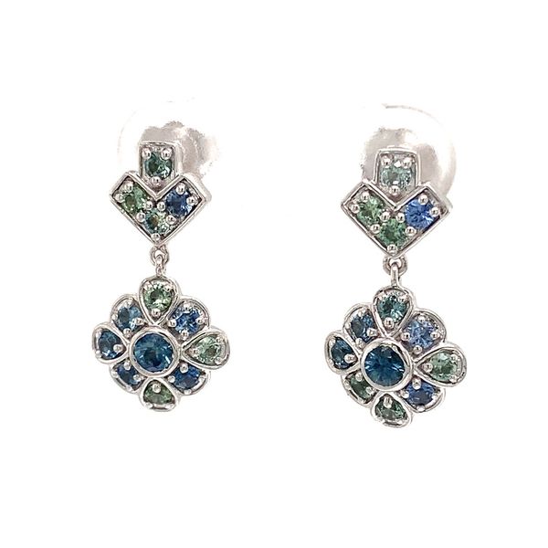 Montana and Yogo Sapphire Vintage Style White Gold Earrings Image 5 Geralds Jewelry Oak Harbor, WA