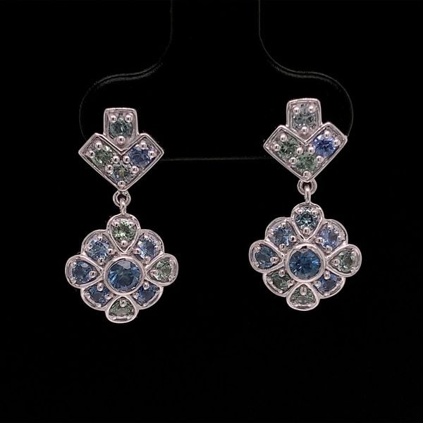 Montana and Yogo Sapphire Vintage Style White Gold Earrings Geralds Jewelry Oak Harbor, WA