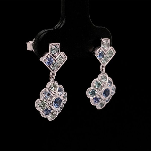 Montana and Yogo Sapphire Vintage Style White Gold Earrings Image 3 Geralds Jewelry Oak Harbor, WA