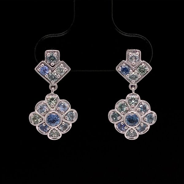 Montana and Yogo Sapphire Vintage Style White Gold Earrings Geralds Jewelry Oak Harbor, WA