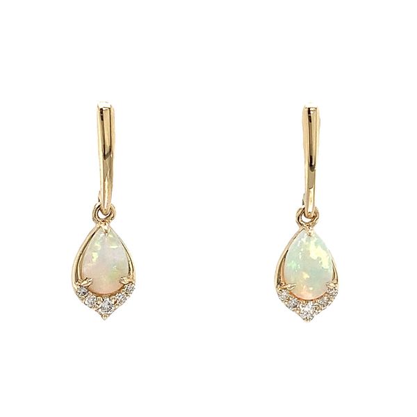 Australian Opal Drop Earrings With Diamond Chevron Accent Image 4 Geralds Jewelry Oak Harbor, WA