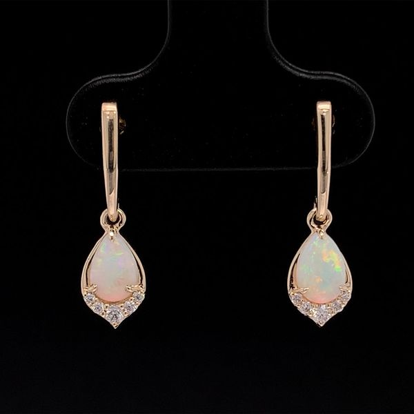 Australian Opal Drop Earrings With Diamond Chevron Accent Geralds Jewelry Oak Harbor, WA