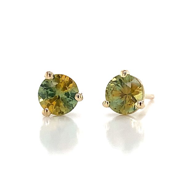Natural Bi-Color Montana Sapphire Stud Earrings Image 3 Geralds Jewelry Oak Harbor, WA