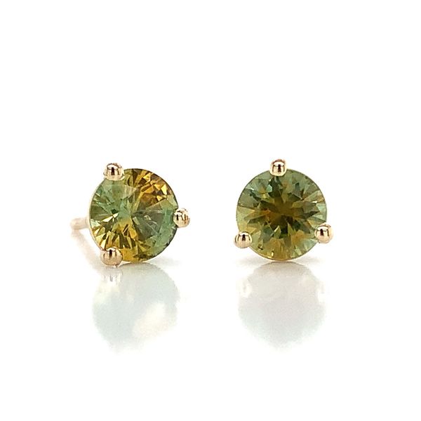 Natural Bi-Color Montana Sapphire Stud Earrings Image 4 Geralds Jewelry Oak Harbor, WA