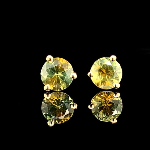 Natural Bi-Color Montana Sapphire Stud Earrings Geralds Jewelry Oak Harbor, WA