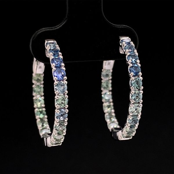 Montana Sapphire Inside Out Large Hoop Earrings Image 2 Geralds Jewelry Oak Harbor, WA
