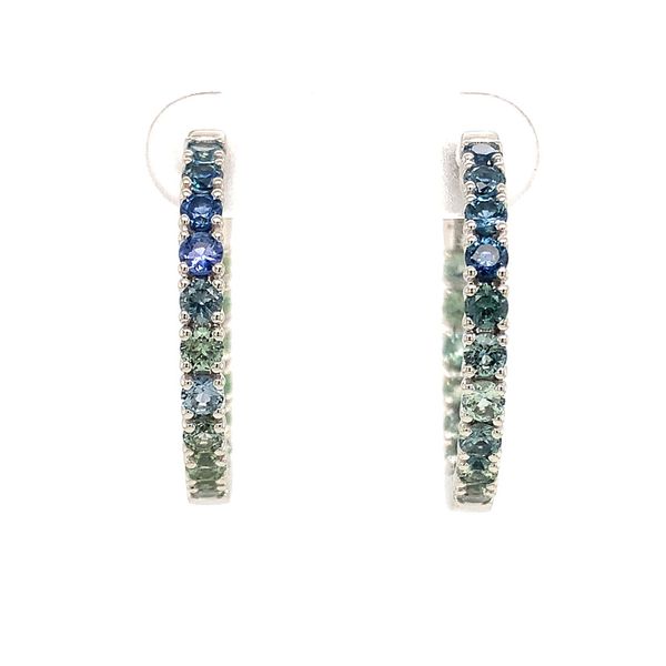 Montana Sapphire Inside Out Large Hoop Earrings Image 4 Geralds Jewelry Oak Harbor, WA
