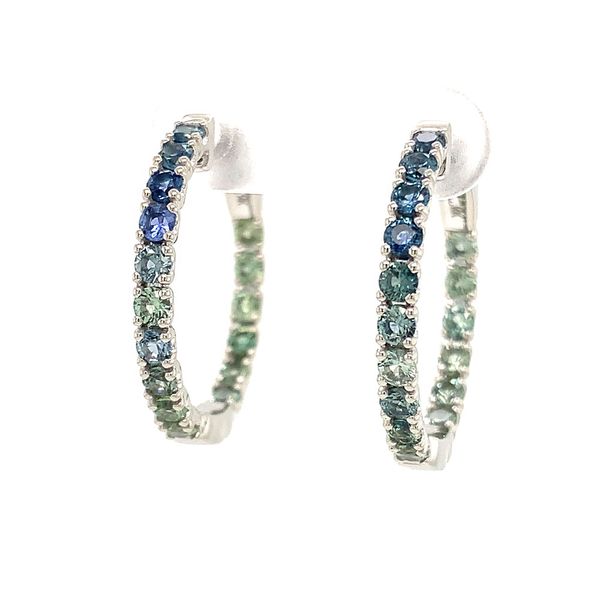 Montana Sapphire Inside Out Large Hoop Earrings Image 5 Geralds Jewelry Oak Harbor, WA