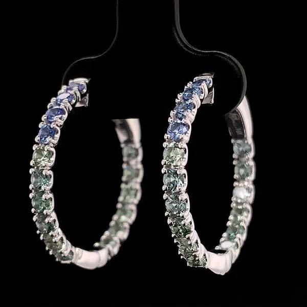 Montana Sapphire Inside Out Large Hoop Earrings Image 2 Geralds Jewelry Oak Harbor, WA