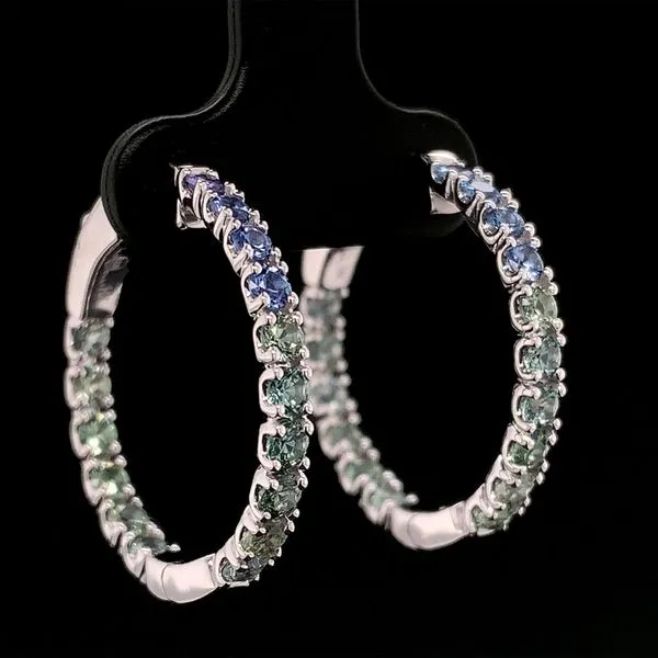 Montana Sapphire Inside Out Large Hoop Earrings Image 3 Geralds Jewelry Oak Harbor, WA