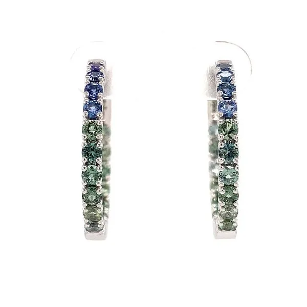 Montana Sapphire Inside Out Large Hoop Earrings Image 4 Geralds Jewelry Oak Harbor, WA